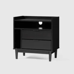 Mid-Century Modern Solid Wood 2 Drawer Nightstand - Saracina Home -Nexera Furniture Store GUEST 471de06c aa0a 4e0d 974b 9de0af040ec7