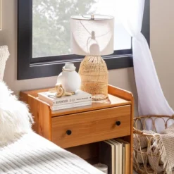 Katie Transitional Tray Top 1 Drawer Solid Wood Nightstand Caramel - Saracina Home -Nexera Furniture Store GUEST 473a0beb 225b 424c b132 05231b18184c