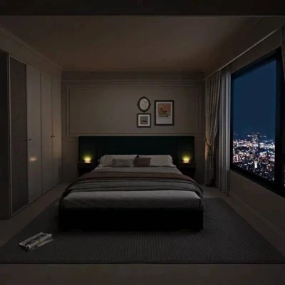 GDFStudio Kennedy Velvet Upholstered Bedroom Furniture Set With Two Floating Nightstands, Headboard 3 GDFStudio Kennedy Velvet Upholstered Bedroom Furniture Set With Two Floating Nightstands, Headboard