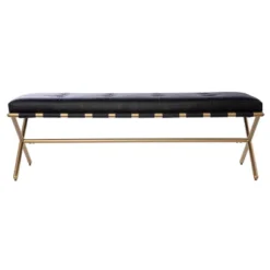 Southern Enterprises Valxan Faux Leather Bench Black/Gold - Aiden Lane -Nexera Furniture Store GUEST 49d5ab3f 0bc9 49ee 8d6f 1b6532412acf