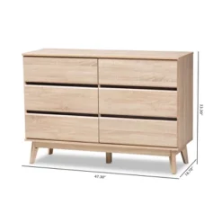 Mirren Light Oak 6 Drawer Dresser Brown, Dark Gray - Baxton Studio -Nexera Furniture Store GUEST 4a1a200f f355 47a2 baf5 14a6df0aa822