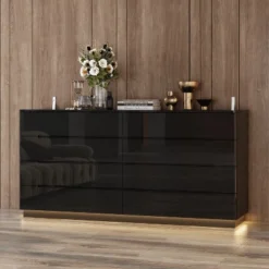 FUFU&GAGA High Gloss Dresser With Light Chest 8 Drawers And Tabletop -Nexera Furniture Store GUEST 4ac58fe1 9b36 4949 b9ff 5b8fd0e828f0