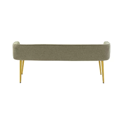 Emilio Modern 55.25" Wide Upholstered Low Back Bench With Sturdy Golden Metal Tapered Leg| ARTFUL LIVING DESIGN 6 Emilio Modern 55.25" Wide Upholstered Low Back Bench With Sturdy Golden Metal Tapered Leg| ARTFUL LIVING DESIGN - Image 4