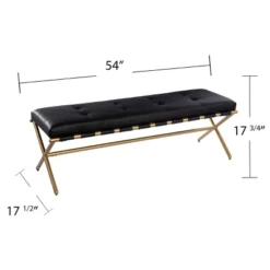 Southern Enterprises Valxan Faux Leather Bench Black/Gold - Aiden Lane -Nexera Furniture Store GUEST 4c81a54d 0d4a 4422 a30e c2167c291dd5