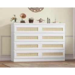 Garvee Rattan Dresser For Bedroom, 8 Drawer Dresser For Closet, Double Wood Dressers & Chest Of Drawers For TV Stands, Living Room -Nexera Furniture Store GUEST 4d2c8a62 a426 4143 8ad2 e2867533e76b