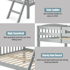 Costway Twin Over Full Bunk Bed Rubber Wood Convertible With Ladder Guardrail 21 Costway Twin Over Full Bunk Bed Rubber Wood Convertible With Ladder Guardrail -Nexera Furniture Store GUEST 4fa01f4b 1eaa 4c2b bfb3 6e8b5210d16a