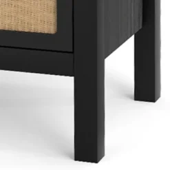 Angel Sar Rattan Night Stand With Drawers, 24'' Wide Boho Bedside Table With Large Storage And Sturdy Legs, Black -Nexera Furniture Store GUEST 50f5162c 2ccb 46ff 9301 a64fc15f262e