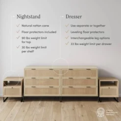 Nathan James Andrew And Mina Rattan Bedroom Set Light Oak -Nexera Furniture Store GUEST 50f567c0 4f59 4185 a290 5c8a416a932a