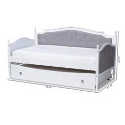 Twin Marlie Upholstered Daybed With Trundle Gray/White - Baxton Studio -Nexera Furniture Store GUEST 51938ccc ff8e 4057 a29b 84734cd56ff9