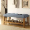 Simple Relax Fabric And Wood Bench In Blue And Oak Finish -Nexera Furniture Store GUEST 52641182 b87b 4684 a915 08487cf6f514
