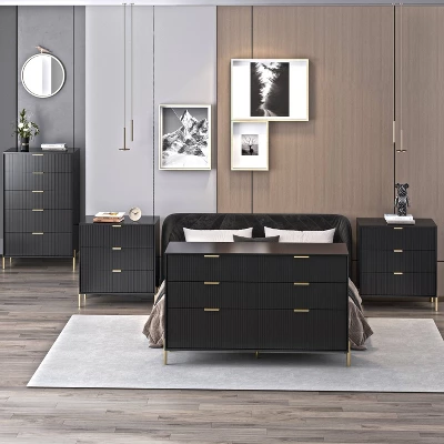 Festivo 4pc Modern Elegance Bedremm Chest And Dresser And 3 Drawer Nightstands Set 4 Festivo 4pc Modern Elegance Bedremm Chest And Dresser And 3 Drawer Nightstands Set - Image 2