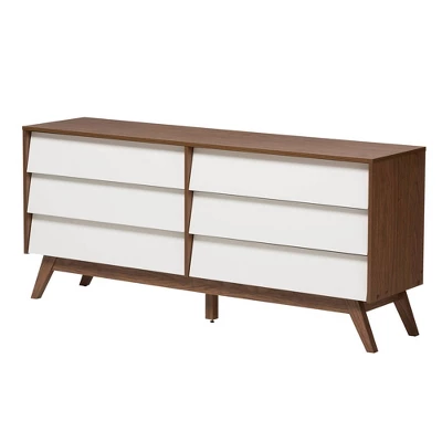 3pc Hildon Two-Tone Wood Storage Set White/Walnut Brown - Baxton Studio 6 3pc Hildon Two-Tone Wood Storage Set White/Walnut Brown - Baxton Studio - Image 4