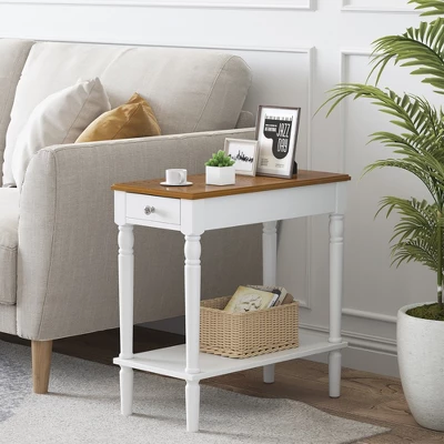 Costway 2 PCS 2-tier End Side Narrow Table Nightstand W/ Drawer For Living Room Bedroom 11 Costway 2 PCS 2-tier End Side Narrow Table Nightstand W/ Drawer For Living Room Bedroom - Image 9