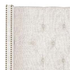 King Louis Diamond Tufted Wingback Headboard Off White Linen With Brass Nail Buttons - Skyline Furniture -Nexera Furniture Store GUEST 54aa7e20 188b 4321 b322 7b680f5cac94