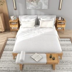 Tangkula Bamboo Nightstands Set Of 2 W/ Pull-out Drawer And Storage Shelf Wood Natural 13 Tangkula Bamboo Nightstands Set Of 2 W/ Pull-out Drawer And Storage Shelf Wood Natural -Nexera Furniture Store GUEST 54d9a3fd a42f 4113 a92b 5088f31d1a42