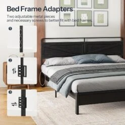 MaseiKar Wooden Panel Headboard, King Headboard, Minimalist Head Board With Metal Frame, Height Adjustable, With Bed Frame Adapter, Black -Nexera Furniture Store GUEST 5511d1ce 0b42 4939 b689 6ee2edabc455 1