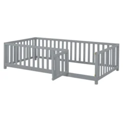 Twin/Full Size Wood Daybed With Fence Guardrails And 2 Drawers, Split Into Independent Floor Bed & Daybed-ModernLuxe -Nexera Furniture Store GUEST 55f0c4fb 070d 4b85 b1a4 587074e76e64