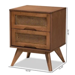 Barrett Wood And Synthetic Rattan 2 Drawer Nightstand Walnut Brown - Baxton Studio -Nexera Furniture Store GUEST 56bb2405 58ac 42ab 8fde a0036db0d150