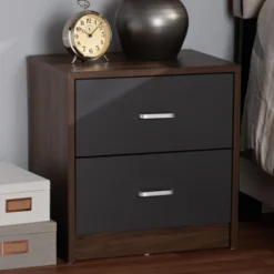 Hansel 2 Drawer And Finished Nightstand Brown/Gray - Baxton Studio -Nexera Furniture Store GUEST 56c7999f 80e3 4612 8af7 59f3a1a2eb87