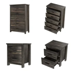 Traditional 4-Piece Queen Bed Set With USB Charging Headboard, 2 Nightstands And 5-Drawer Dresser For Master Bedroom-Cuddlewood -Nexera Furniture Store GUEST 5859ba90 6597 456e 8d6b 9c38de04ae64