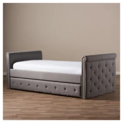 Twin Swanson Modern And Contemporary Fabric Tufted Daybed With Roll-Out Trundle Guest Bed Gray - Baxton Studio: Polyester Upholstery, Nailhead Detail -Nexera Furniture Store GUEST 59e1d77e 14fd 4180 a69a 17a1f779438c