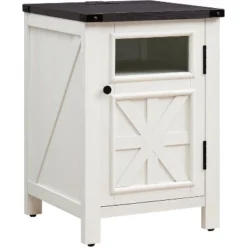 Nightstand With Charging Station, 18" Farmhouse Night Stand With Adjustable Shelf, Wooden Rustic End Table Side Table -Nexera Furniture Store GUEST 59e32d0c 0647 48e9 9847 528e0ea411c4