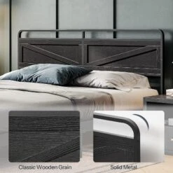 MaseiKar Wooden Panel Headboard, King Headboard, Minimalist Head Board With Metal Frame, Height Adjustable, With Bed Frame Adapter, Black -Nexera Furniture Store GUEST 5a08af5c c77e 4052 a658 816fed7ac6aa 1