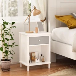 Grungis Wooden Nightstands With One Drawer One Shelf,Night Stand With Silver Handle For Bedroom,Living Room 13 Grungis Wooden Nightstands With One Drawer One Shelf,Night Stand With Silver Handle For Bedroom,Living Room -Nexera Furniture Store GUEST 5a38d1ec dea7 449f bfb8 c8ce709ffee7