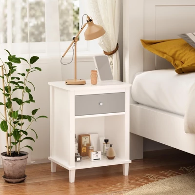 Grungis Wooden Nightstands With One Drawer One Shelf,Night Stand With Silver Handle For Bedroom,Living Room 7 Grungis Wooden Nightstands With One Drawer One Shelf,Night Stand With Silver Handle For Bedroom,Living Room - Image 5