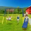 Aukfa 3 In 1 Outdoor Swing Set - 32'' Saucer Swing + Belt Swing + Slide, A-Frame Frame, Easy Install For Backyard/Patio -Nexera Furniture Store GUEST 5a919850 95fa 4a42 bff6 31a9af278aef