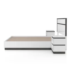 3pc Queen Pape Modern Bed With 2 Nightstands White/Metallic Gray - MiBasics: Contemporary Furniture Set -Nexera Furniture Store GUEST 5b8004d1 016e 4d48 bce4 59b3ae88b173