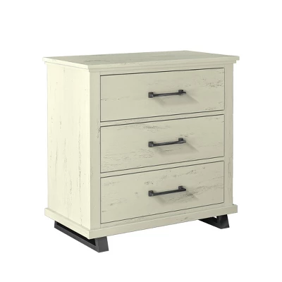 Festivo 3pc Contemporary 24" 5 Drawer Chest And 3 Drawer Nightstand Set Saw Cut Off-White: MDF, Metal Legs, Anti-Tip 5 Festivo 3pc Contemporary 24" 5 Drawer Chest And 3 Drawer Nightstand Set Saw Cut Off-White: MDF, Metal Legs, Anti-Tip - Image 3