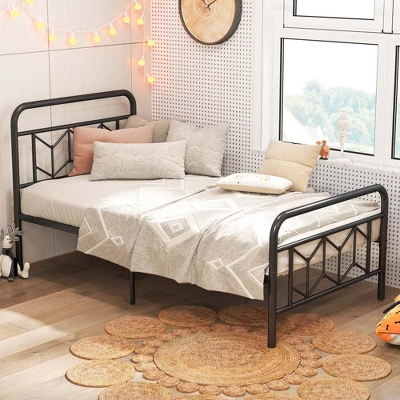 Costway Twin/Full/Queen/King Size Bed Frame Mattress Foundation With Headboard 12.5" Under-bed Storage Black 12 Costway Twin/Full/Queen/King Size Bed Frame Mattress Foundation With Headboard 12.5" Under-bed Storage Black - Image 10