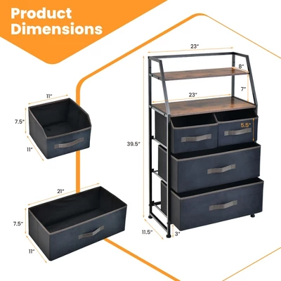 Costway 4-Drawer Dresser Organizer Closet Storage Cabinet With Shelves & Foldable Drawers 4 Costway 4-Drawer Dresser Organizer Closet Storage Cabinet With Shelves & Foldable Drawers - Image 2