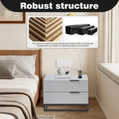 KTMBDW Nightstand With 2 Drawers, Modern Night Stand For Bedroom With Metal Handle, Wooden Bedside Table For Small Spaces, Living Room, Bedroom, Gray -Nexera Furniture Store GUEST 5f0af66f 1158 48ae 8de2 63c4325b375d