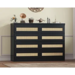 Garvee Rattan Dresser For Bedroom, 8 Drawer Dresser For Closet, Double Wood Dressers & Chest Of Drawers For TV Stands, Living Room -Nexera Furniture Store GUEST 5f131fa1 392d 4811 bac8 5716ec664ad9