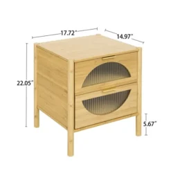 Aash 2 Drawer Nightstand With Shelf,Bedside Table Bamboo With Storage (22.05"H*17.72"W*14.97"D)-The Pop Home‎ -Nexera Furniture Store GUEST 6014f0c8 3748 4878 b961 f3515fb931c3