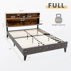 Costway Bed Frame Upholstered Platform Mattress Foundation With Storage Headboard -Nexera Furniture Store GUEST 6028ade9 d85e 4a25 ac2a 8d8c46cd46e8