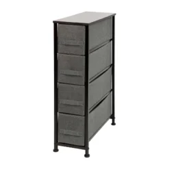 Emma And Oliver 4 Drawer Vertical Slim Storage Dresser-Wood Top & Fabric Pull Drawers -Nexera Furniture Store GUEST 62178768 ca06 494f 9fbf 3cac1247ac9f