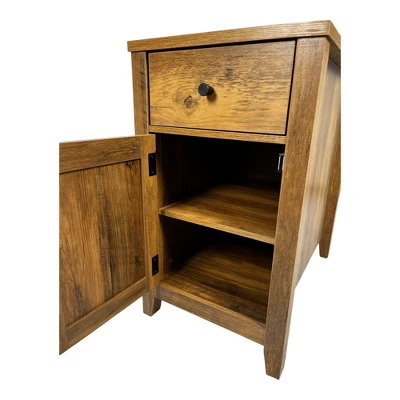 Gulches Farmhouse End Table Bedside Table With Charging Station,Night Stand With Barn Door & Drawer, Storage For Bedroom Living Room, Brown 3 Gulches Farmhouse End Table Bedside Table With Charging Station,Night Stand With Barn Door & Drawer, Storage For Bedroom Living Room, Brown