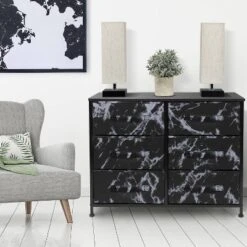 Sorbus Drawer Fabric Dresser For Bedroom Home Black