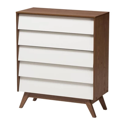 3pc Hildon Two-Tone Wood Storage Set White/Walnut Brown - Baxton Studio 5 3pc Hildon Two-Tone Wood Storage Set White/Walnut Brown - Baxton Studio - Image 3