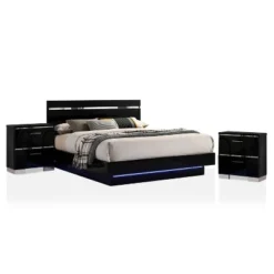 3pc Cavatao Bed With 2 Nightstands Black/Chrome - MiBasics -Nexera Furniture Store GUEST 63cbea14 1008 4d71 997a deb80f8d82d0