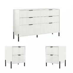 Festivo 3pc Modern Elegance 2 Drawer Nightstands And 6 Drawer Dresser Set -Nexera Furniture Store GUEST 63fce6d4 941f 48b2 aa7e 725e14aab17c