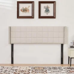 Linen Upholstered Headboard, Tufted Nailhead & Double Wingback, 6 Adjustable Position -Nexera Furniture Store GUEST 660df083 c686 4cda bbbf c4611457dd46