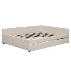 Full/Queen Size Upholstered Platform Bed With USB Ports, Modern Daybed With Trundle, Beige - ModernLuxe -Nexera Furniture Store GUEST 66d9f7e8 bcfb 4480 98e2 30ba21e0b3b2