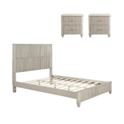 GDFStudio Elton 3 Piece Fluted Wood Bedroom Furniture Sets