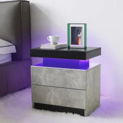 KTMBDW Nightstand With LED Lights, Modern Night Stand, Bedside Table With 2 Drawers, End Side Table For Bedroom, Living Room -Nexera Furniture Store GUEST 68760a68 5c73 49f1 9454 c5f905154e63