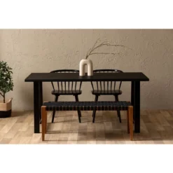 Balka Woven Leather Bench Matte Black - South Shore