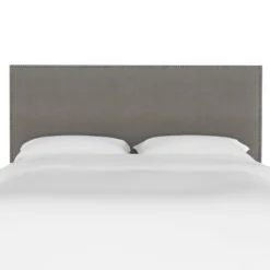King Bella Nail Button Border Headboard Gray Linen/Pewter - Skyline Furniture